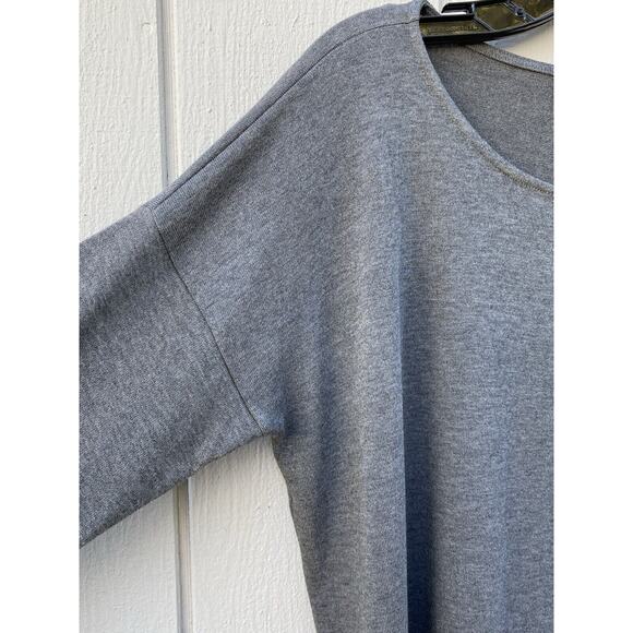 Karen Kane Long Sleeve Gray Pullover Top w/ Front Denim Pocket Sz L Cotton Blend - Picture 2 of 11
